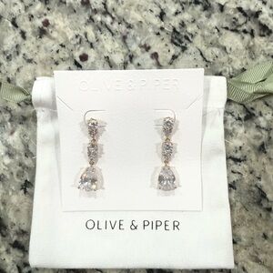 14K Gold Plated Glass Crystal Eleanor Drops Earrings Olive & Piper